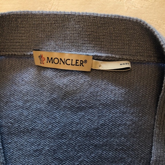 Moncler Maglia Tricot Colour Block Cashmere Sweater Periwinkle Blue & Navy Sz M - Picture 3 of 6
